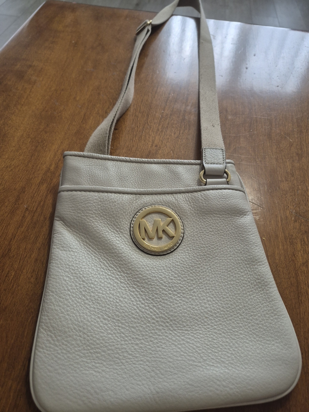 Michael Kors Cream Crossbody Bag with Gold Logo